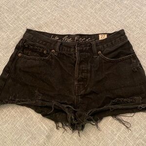 We the Free Black Distressed Mid Rise Shorts